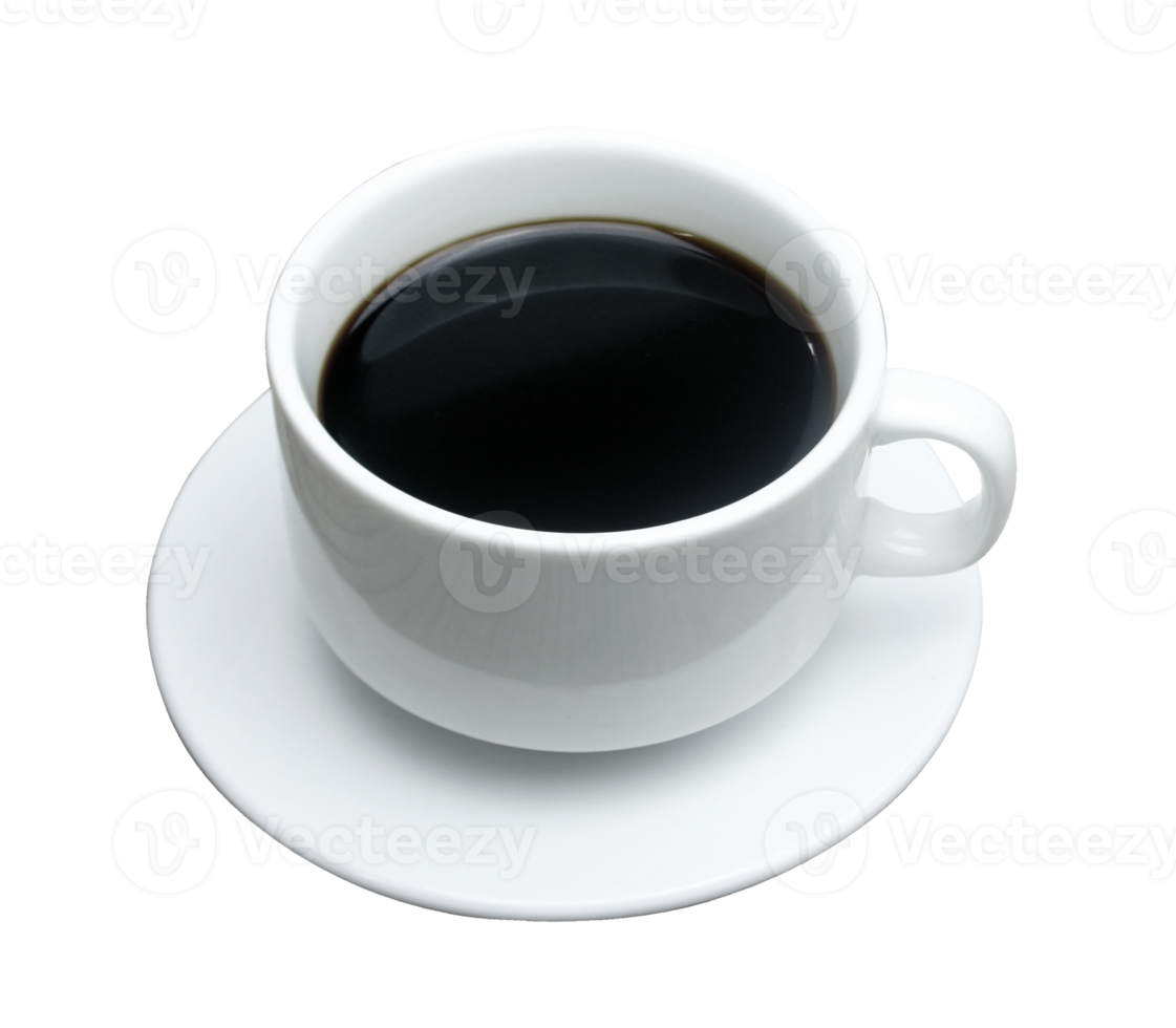 café negro en una taza en un archivo png de fondo transparente