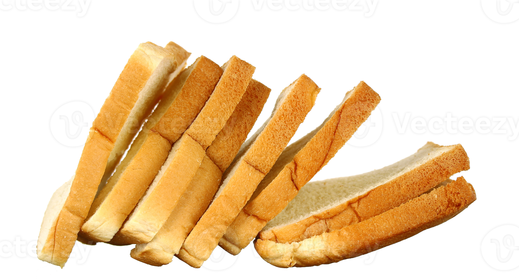 Rows of bread, rows of slices on transparent background png file