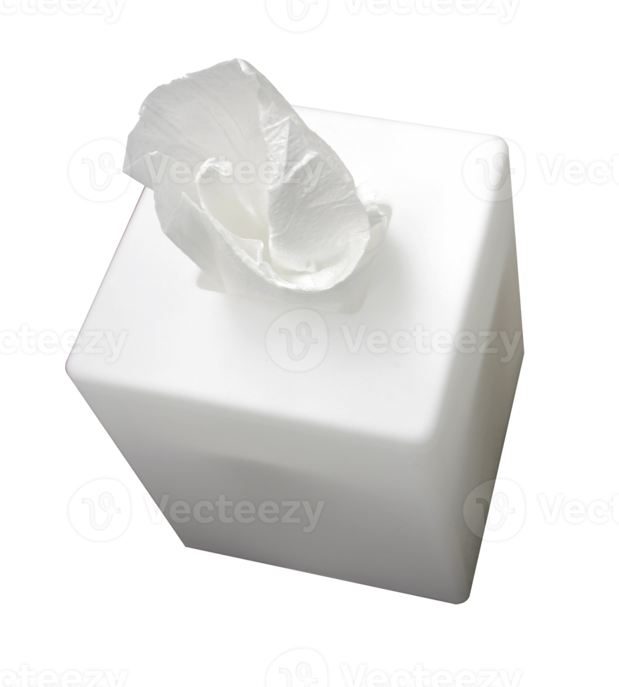 White box with tissue on transparent background png file