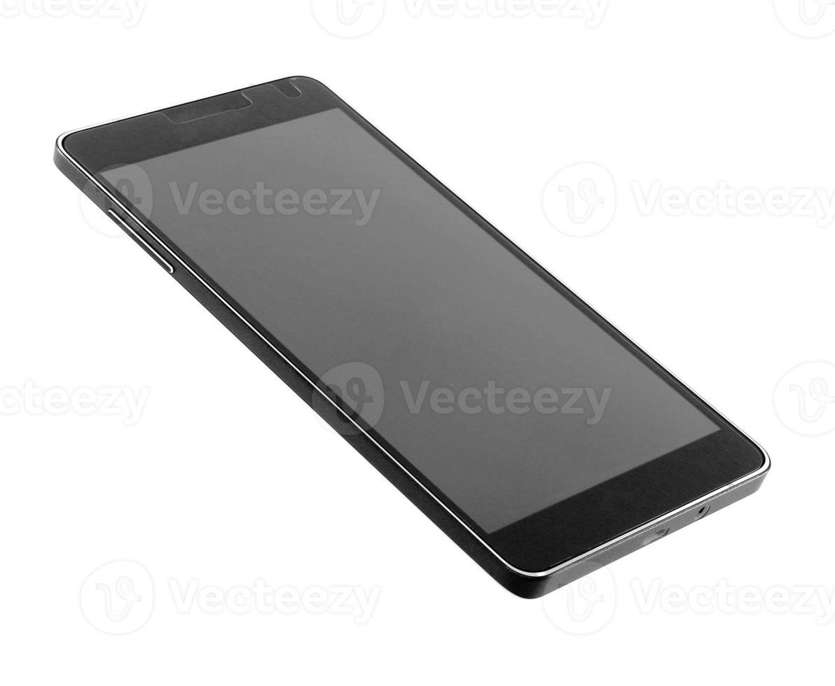 Black modern smartphone on transparent background png file