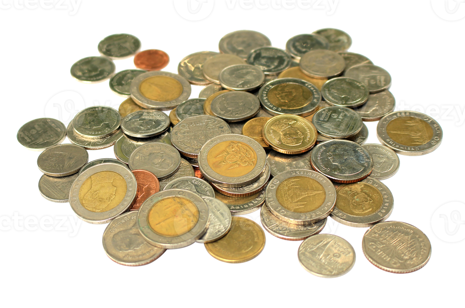 Thai coins isolated on transparent background png file