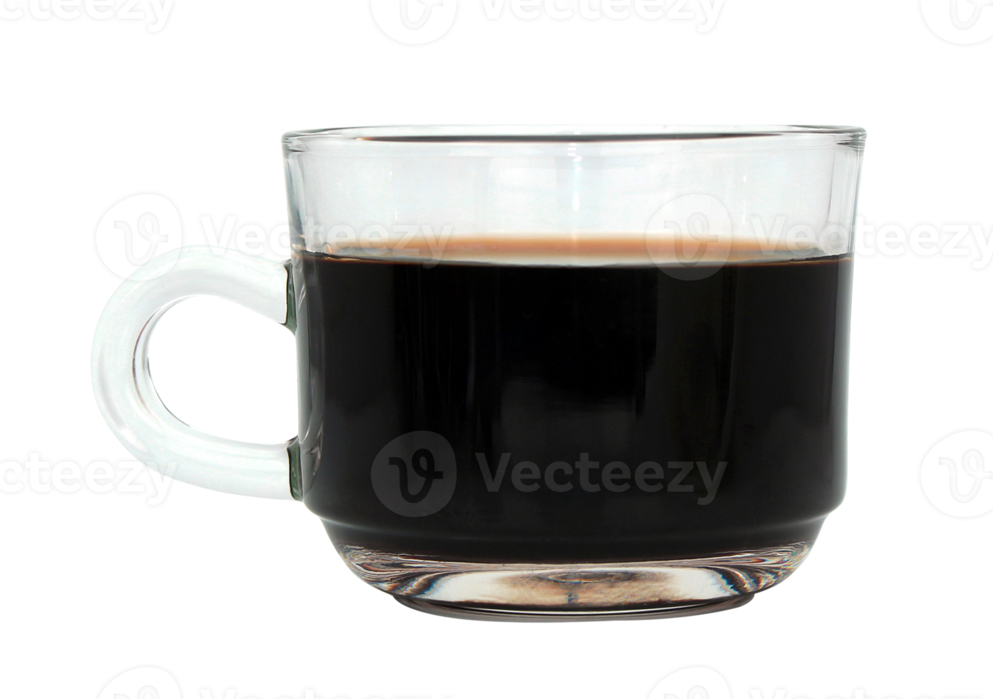 hot black coffee in a cup of coffee on transparent background png file