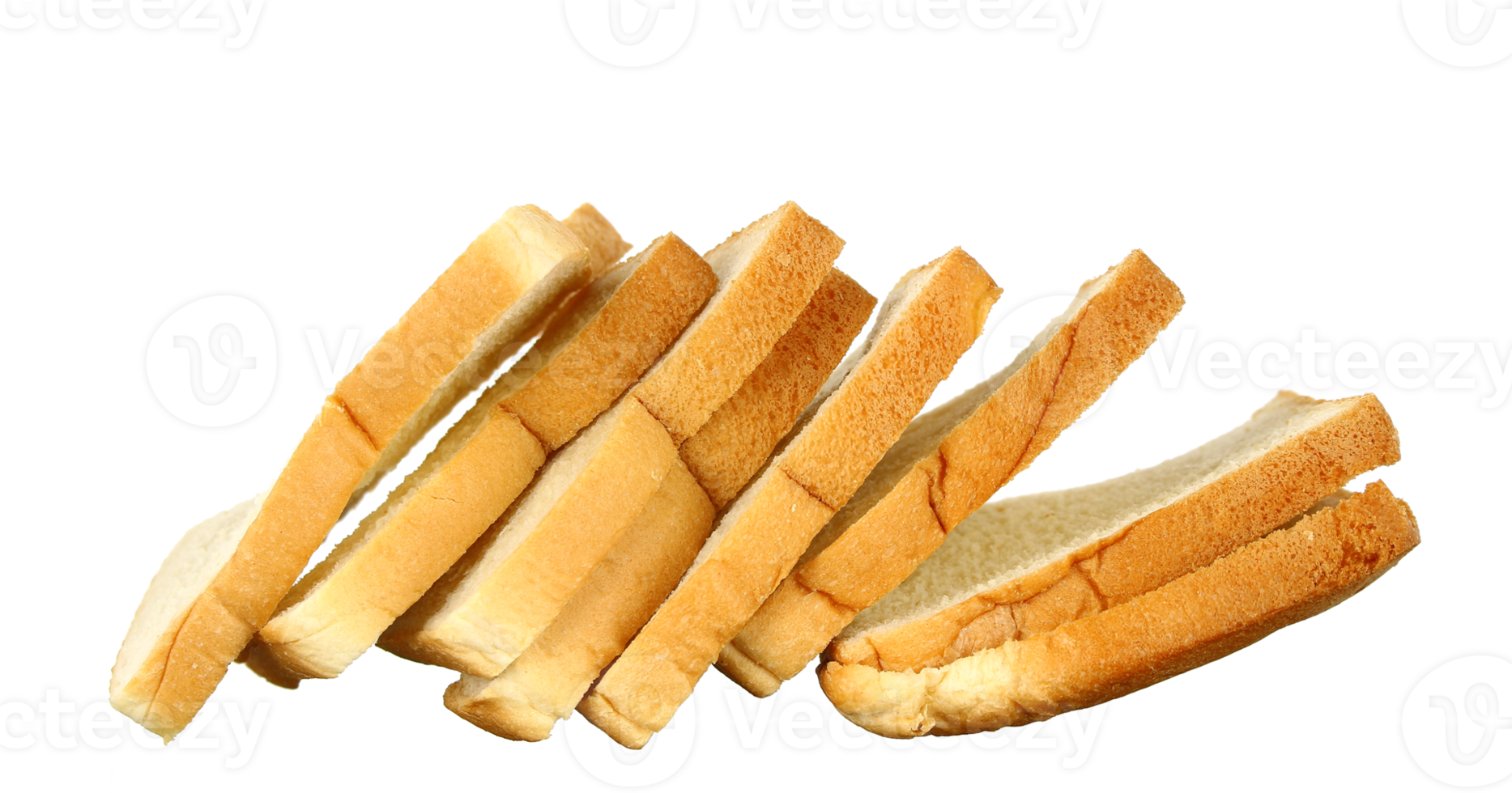 Rows of bread, rows of slices on transparent background png file