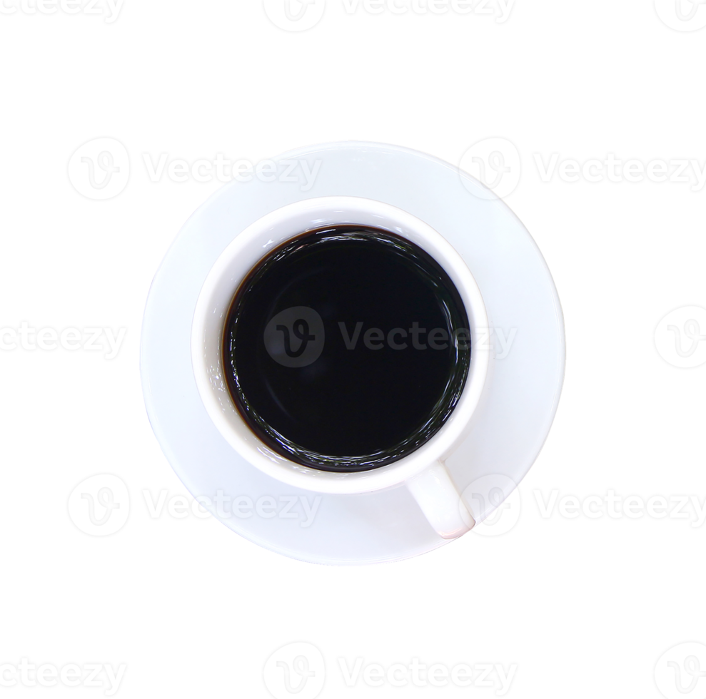 Cup of coffee with hot black coffee on transparent background png file