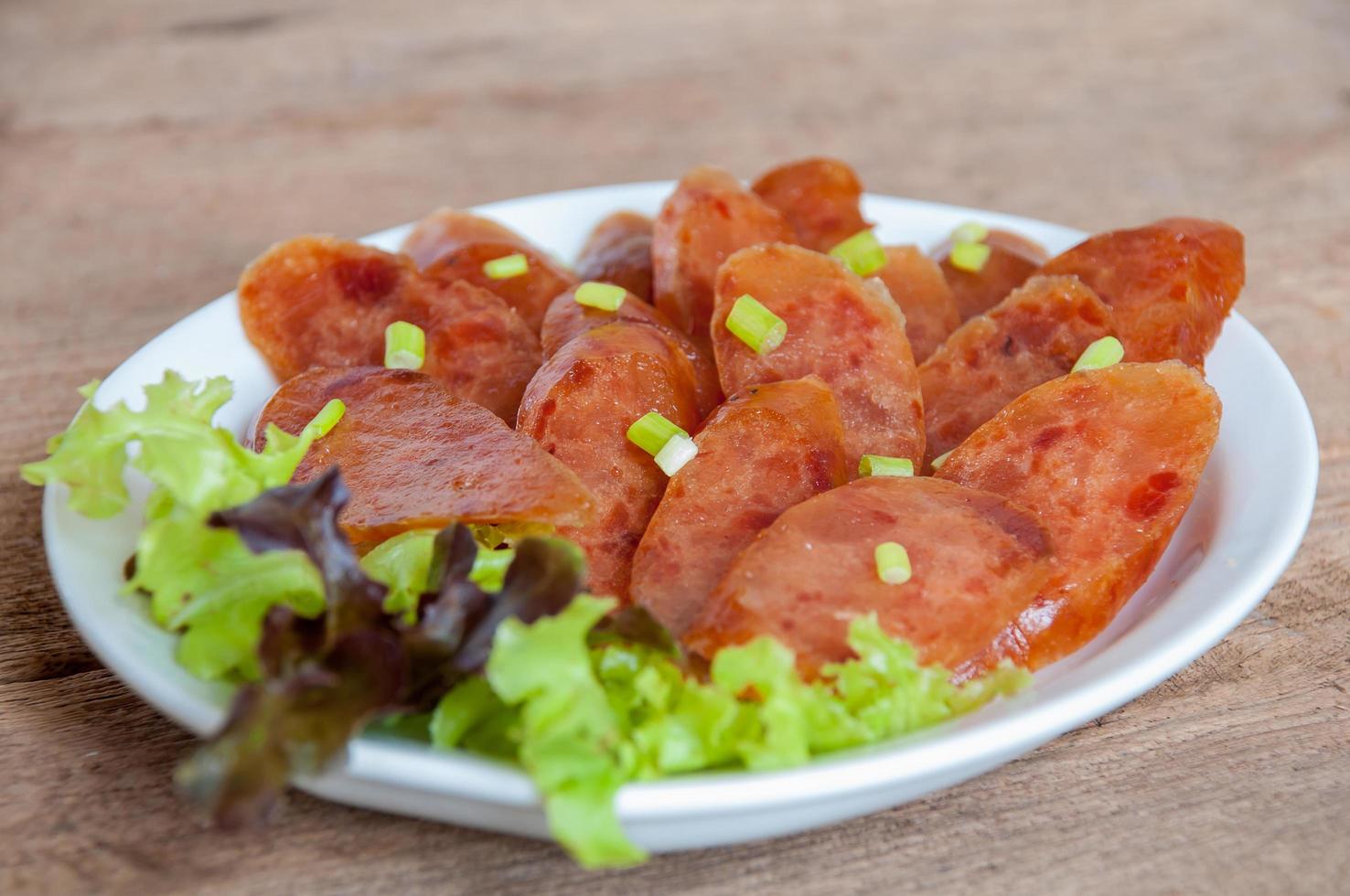 Chinese sausage ready to be served, Thai style photo