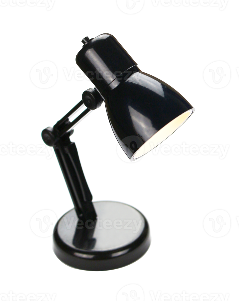 black desk lamp isolated on transparent background png file