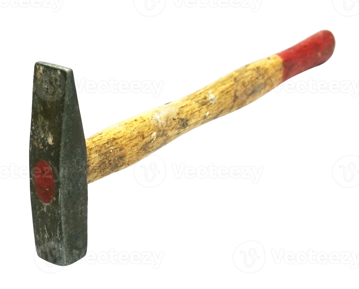 Old hammer isolated on transparent background png file