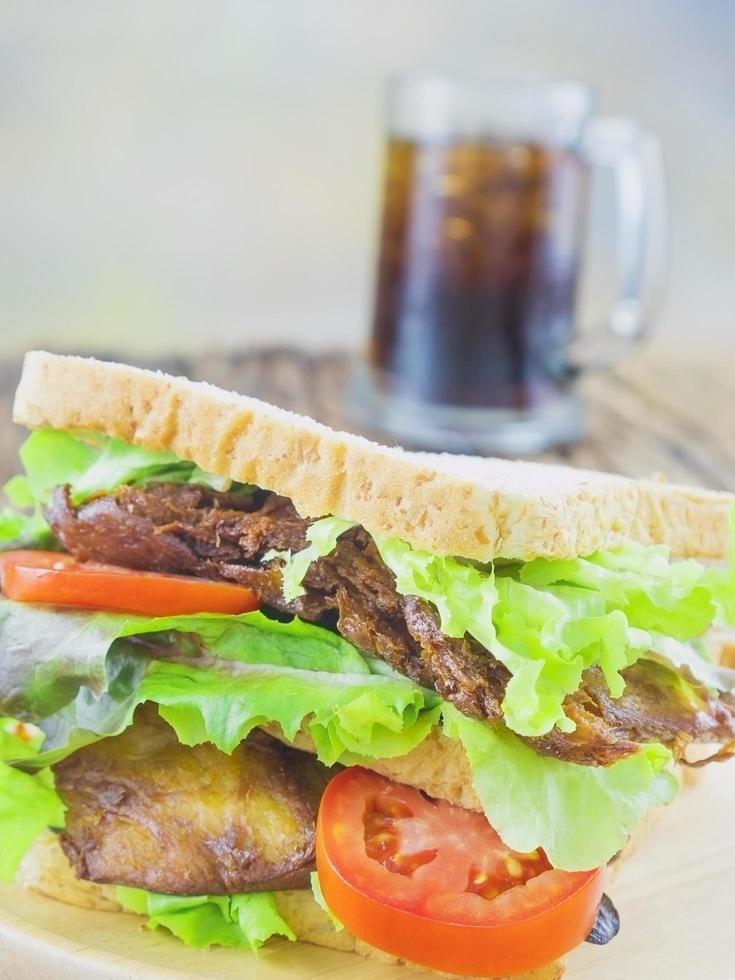 Sandwich with cold soft drink photo