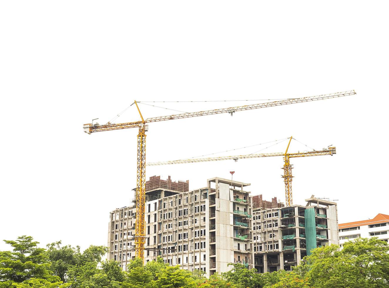 Elevation view of big building on going construction site photo