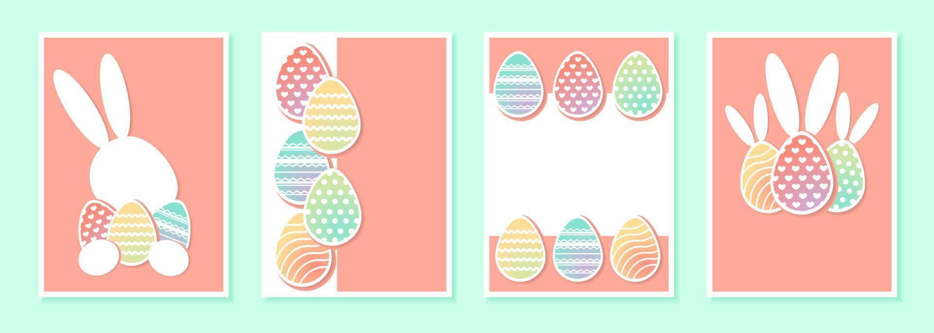 conjunto de fondos de Pascua en papel con espacio de copia. diseño para tarjeta de felicitación, pancarta, volante e invitación. ilustración de stock vectorial. vector