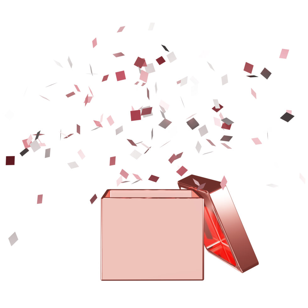 gift box opened bow and ribbon scatter 3d illustration png