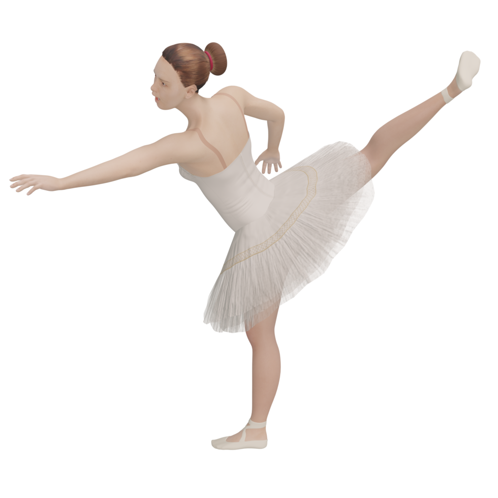 weibliche ballerina in cremefarbener 3d-illustration png