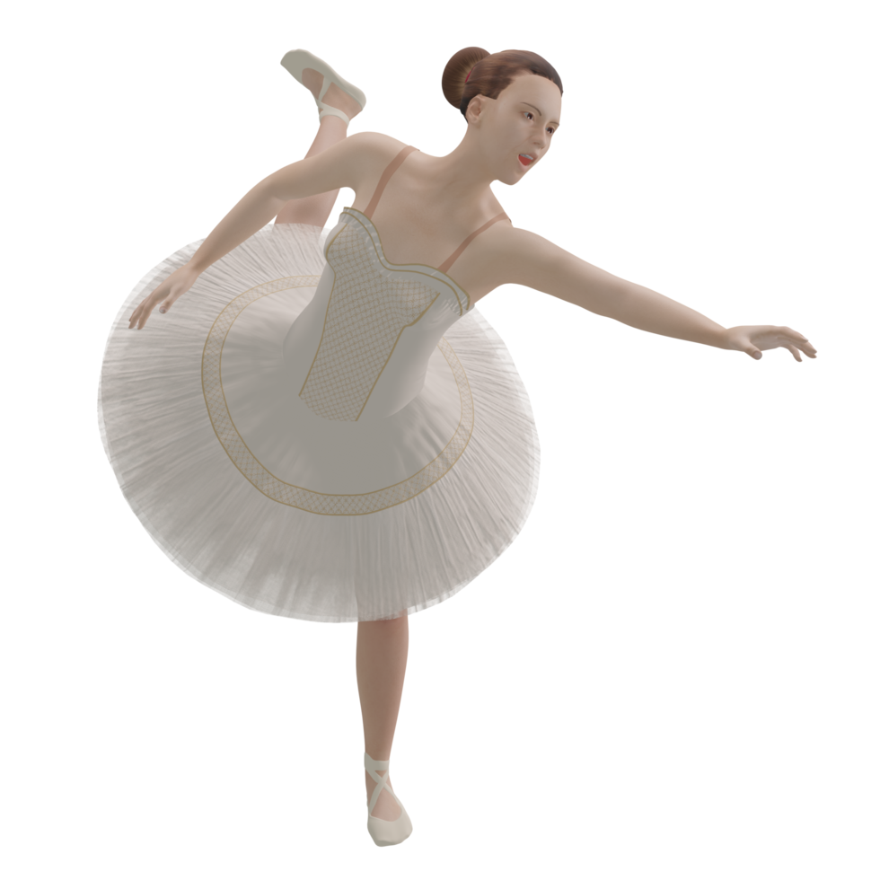 weibliche ballerina in cremefarbener 3d-illustration png