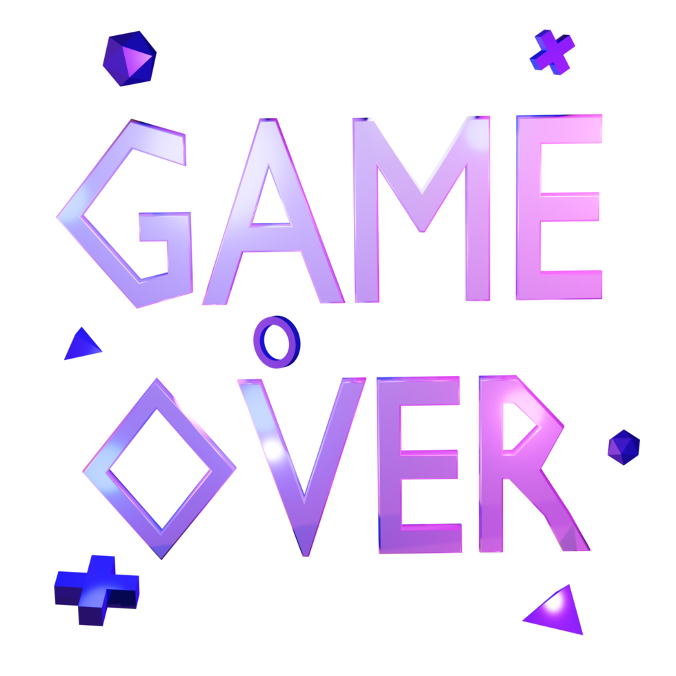 text game over glowing neon font 3d illustration png