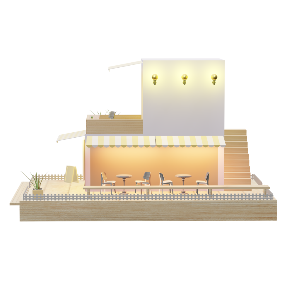 coffee shop model restaurant 3d illustration png