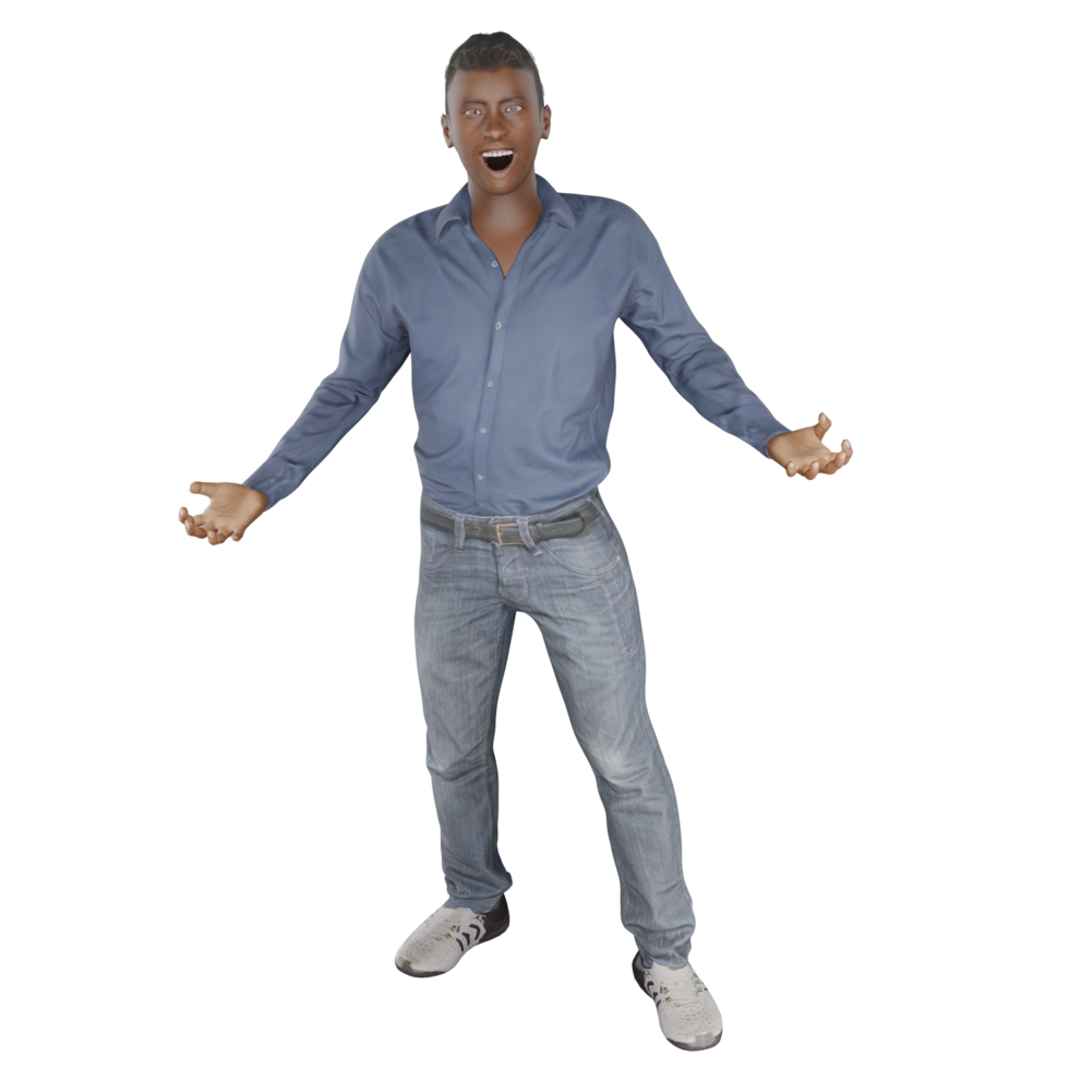 hombre feliz modelo avatar hombre modelo humano personaje 3d ilustración png