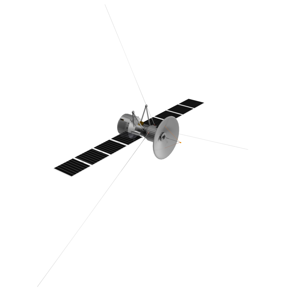 illustrazione 3d della rete telefonica di comunicazione via internet dell'astronave satellitare png