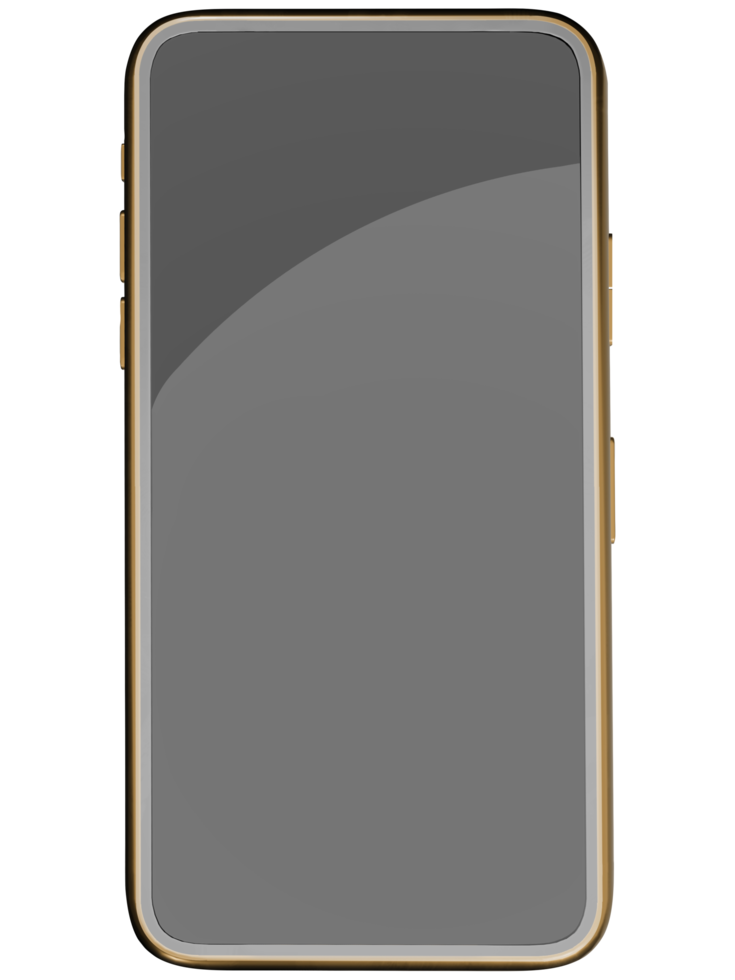 smart phone gold frame blank phone screen png