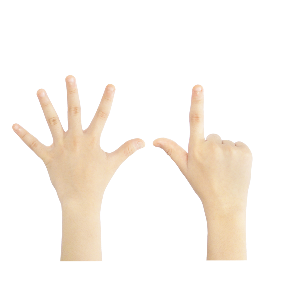 Numbering fingers from one to ten png