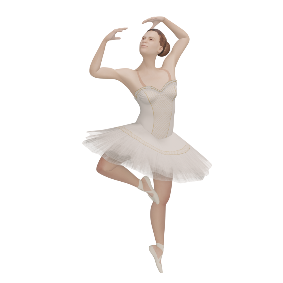 weibliche ballerina in cremefarbener 3d-illustration png