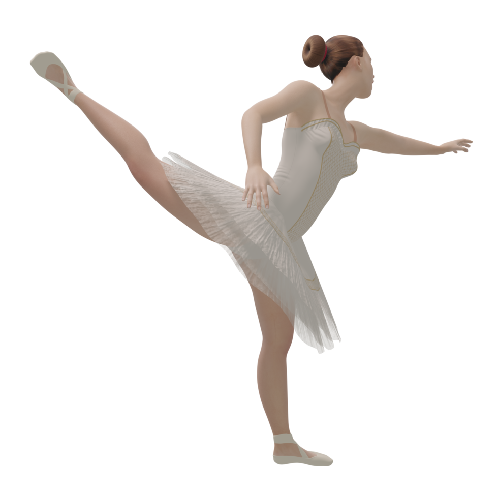 Female ballerina in cream color 3D illustration png