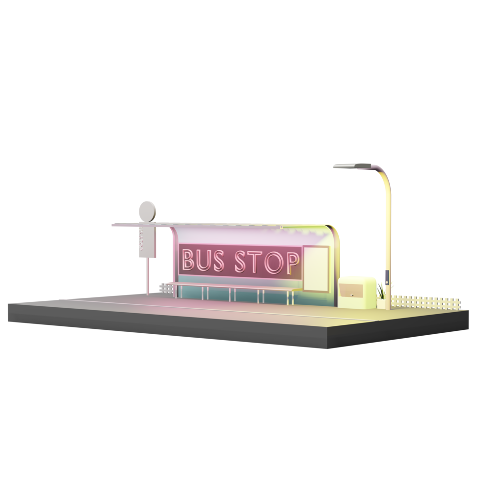 bus stop model cartoon 3d illustration png