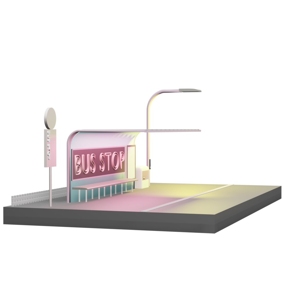 ilustração 3d dos desenhos animados do modelo de parada de ônibus png