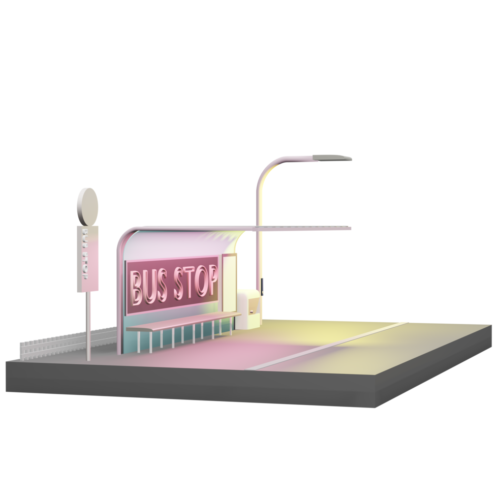 bus stop model cartoon 3d illustration png