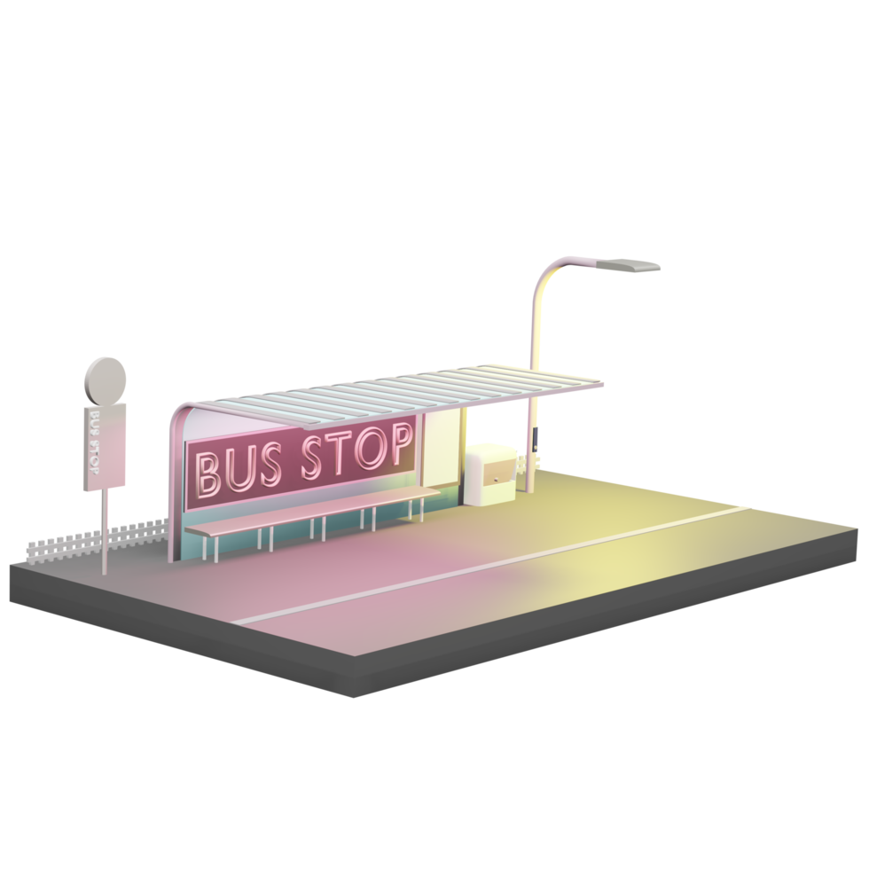 bus stop model cartoon 3d illustration png