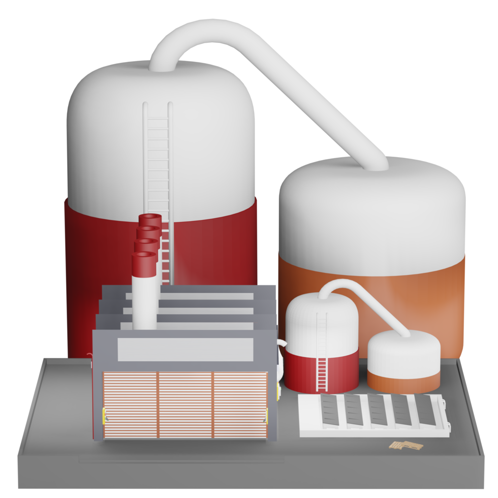 fabrik industriell byggnad industriell design liten modell 3d illustration png