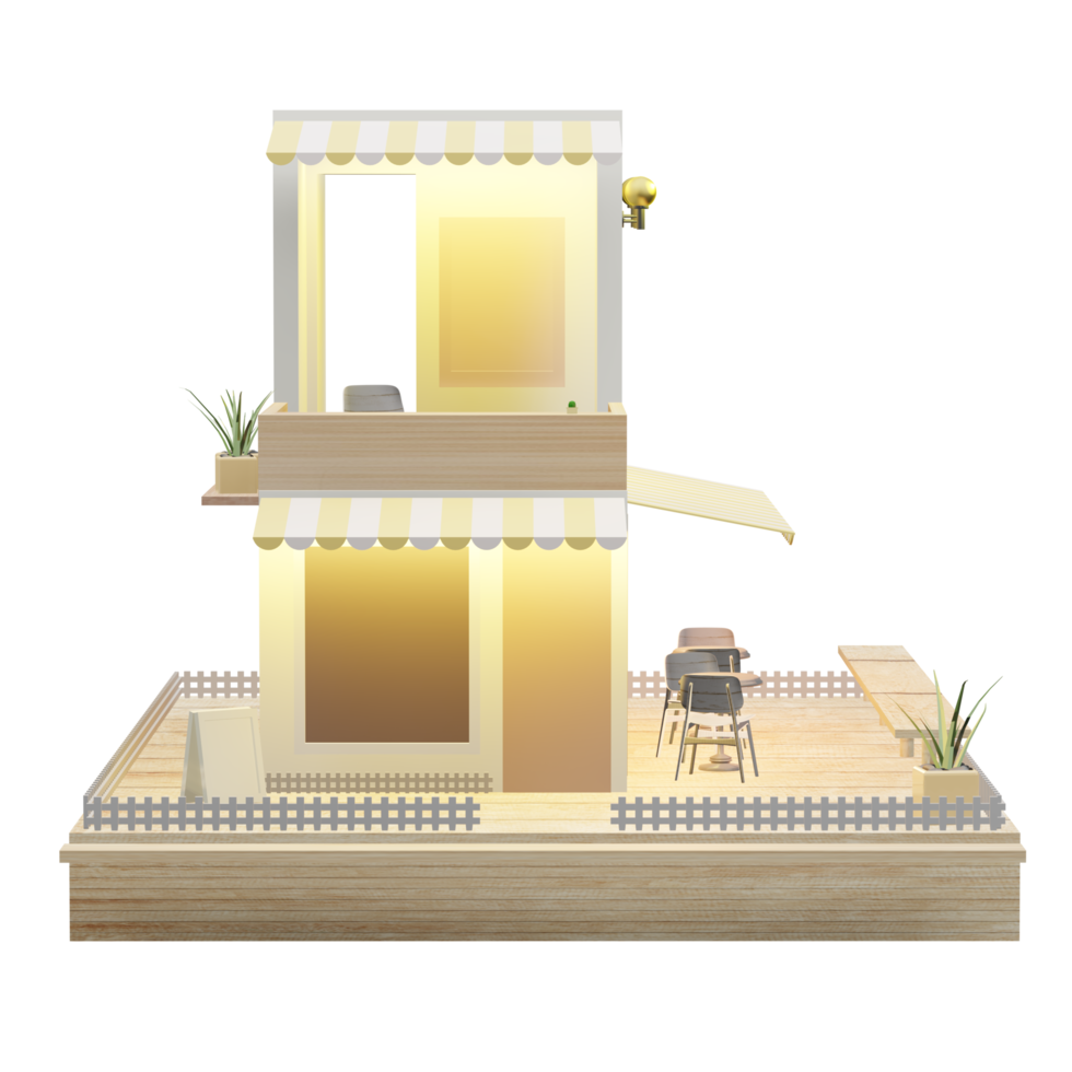 Illustrazione 3d del ristorante del modello della caffetteria png