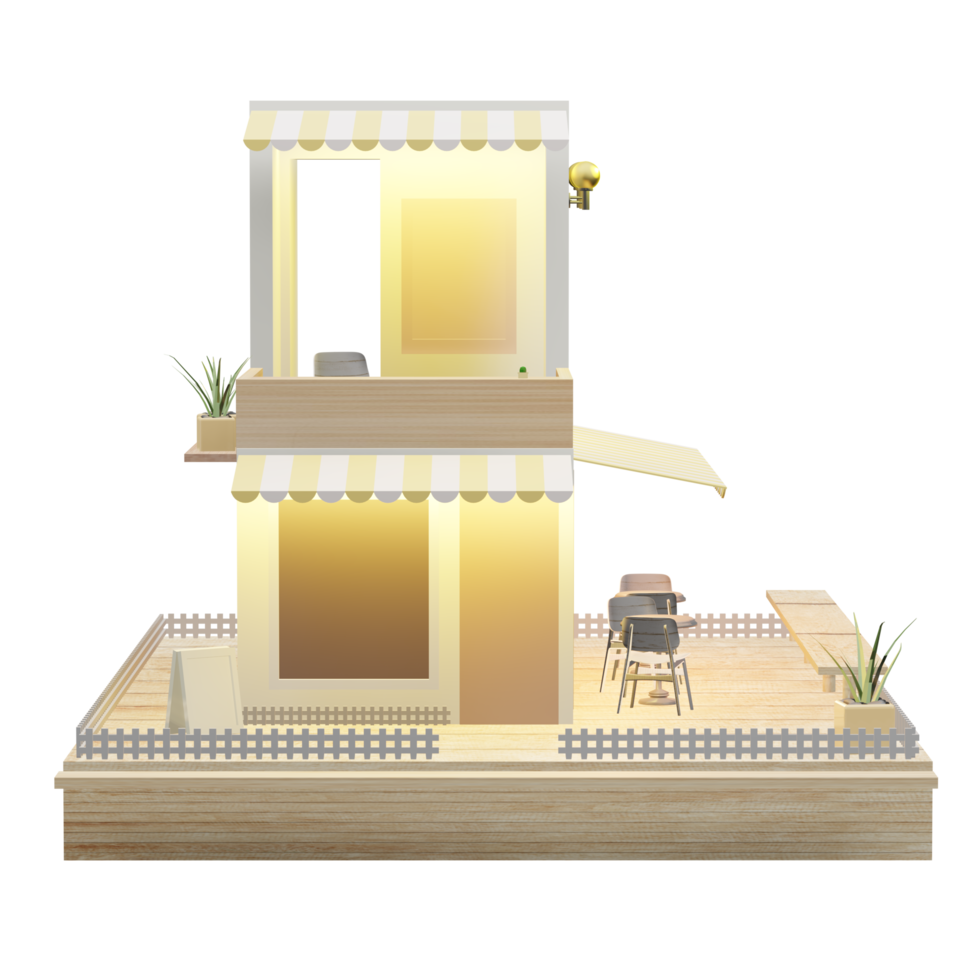 coffee shop model restaurant 3d illustration png