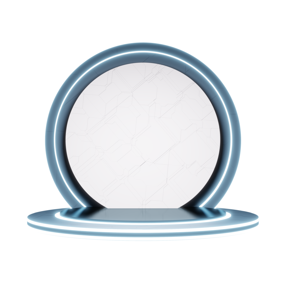 Circular podium. Futuristic neon and laser podium Technology 3D Illustration png