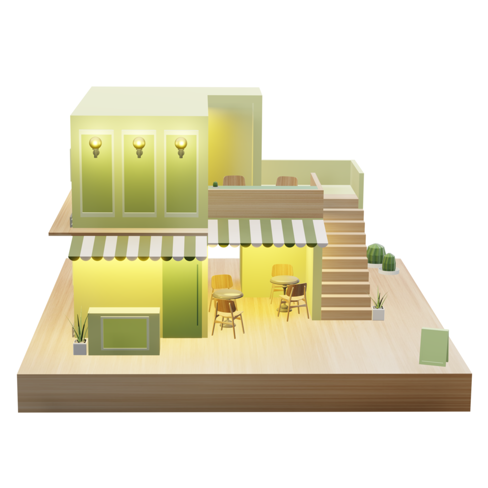 Candy shop Coffee shop Restaurant Cartoon model 3D illustration png