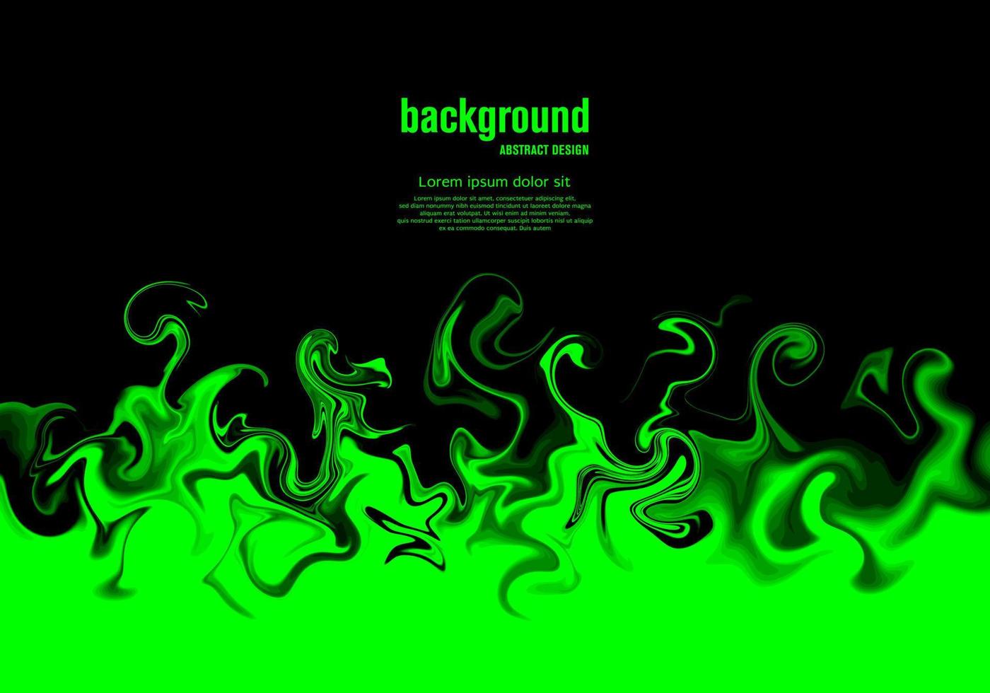 Green flame pattern on black background vector