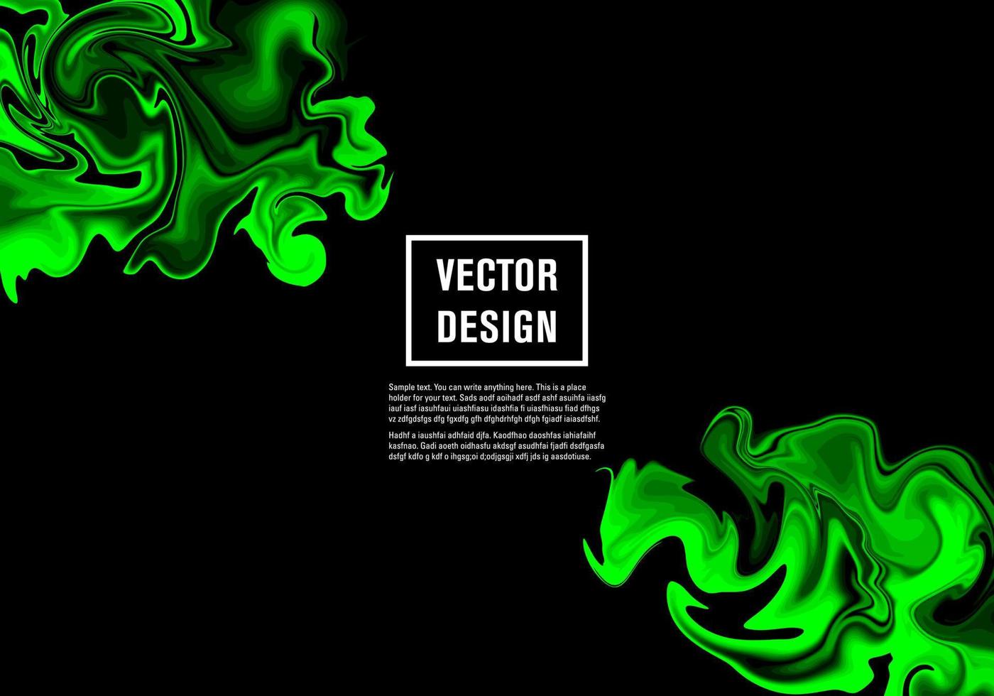 Black background with green paint spill. Vector illustration