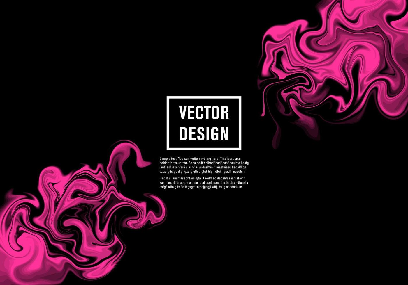 Pink abstract paint spill over black background vector