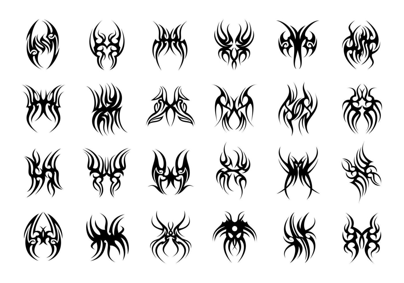 Tribal style design element tattoo set vector