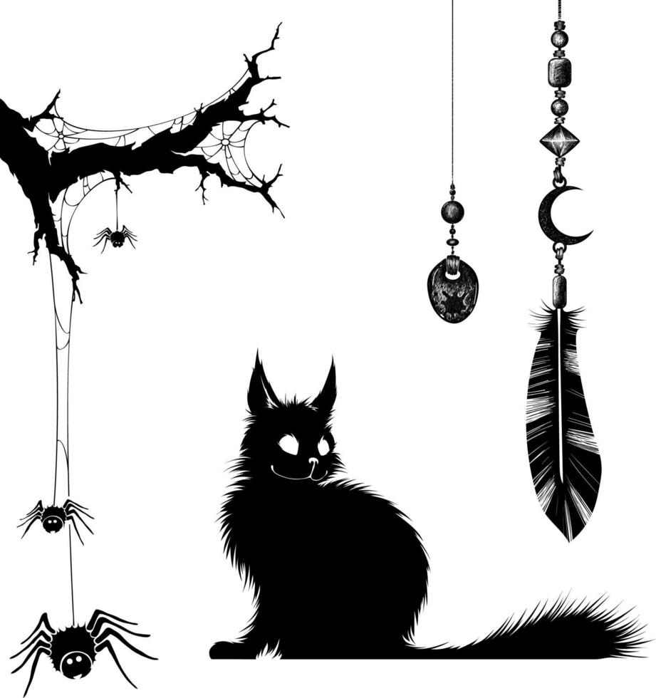 Halloween detail.Witchcraft mystical magic elements. vector