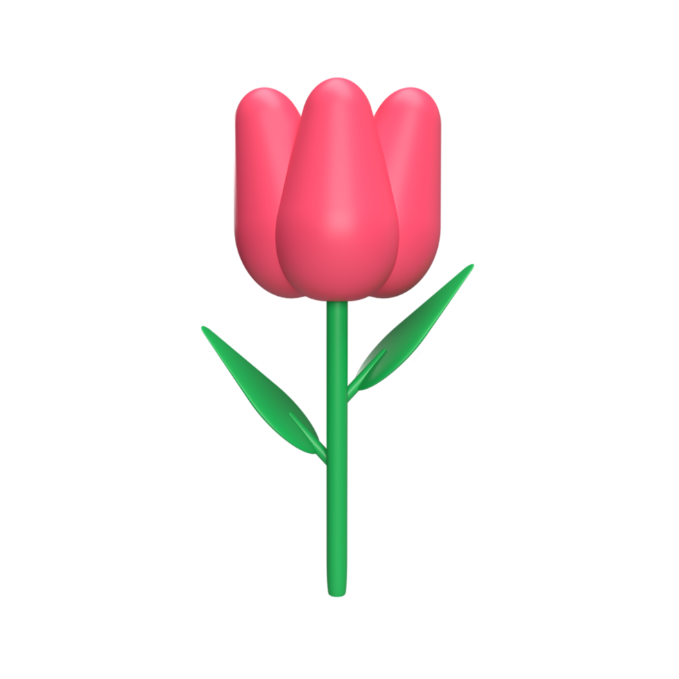 conceito de estilo dos desenhos animados modelo ícone 3d tulipa. renderizar ilustração png