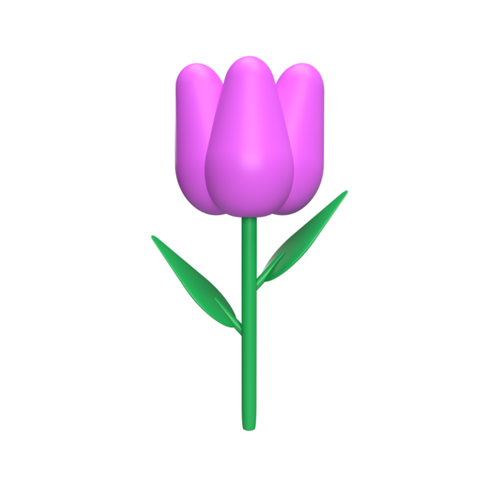 conceito de estilo dos desenhos animados modelo ícone 3d tulipa. renderizar ilustração png