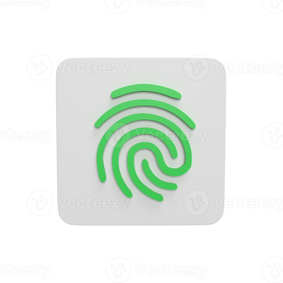 Fingerprint 3d icon model cartoon style concept. render illustration png