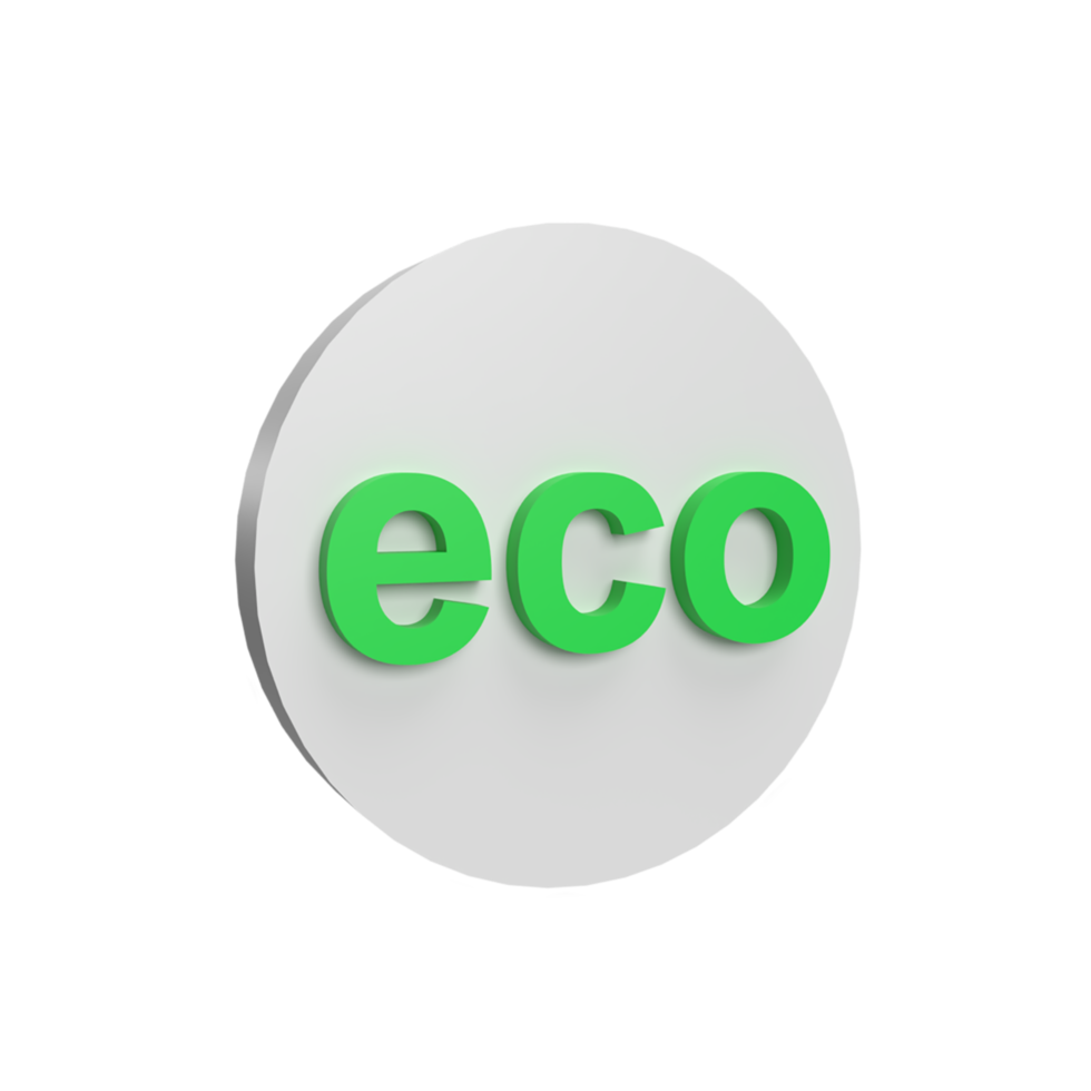 Eco badge 3d icon model cartoon style concept. render illustration png