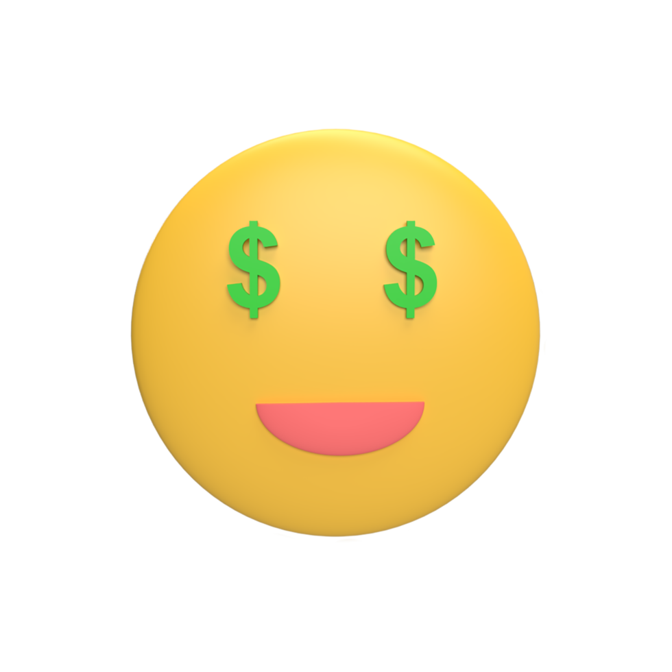 Emoticon 3d icon model cartoon style concept. render illustration png
