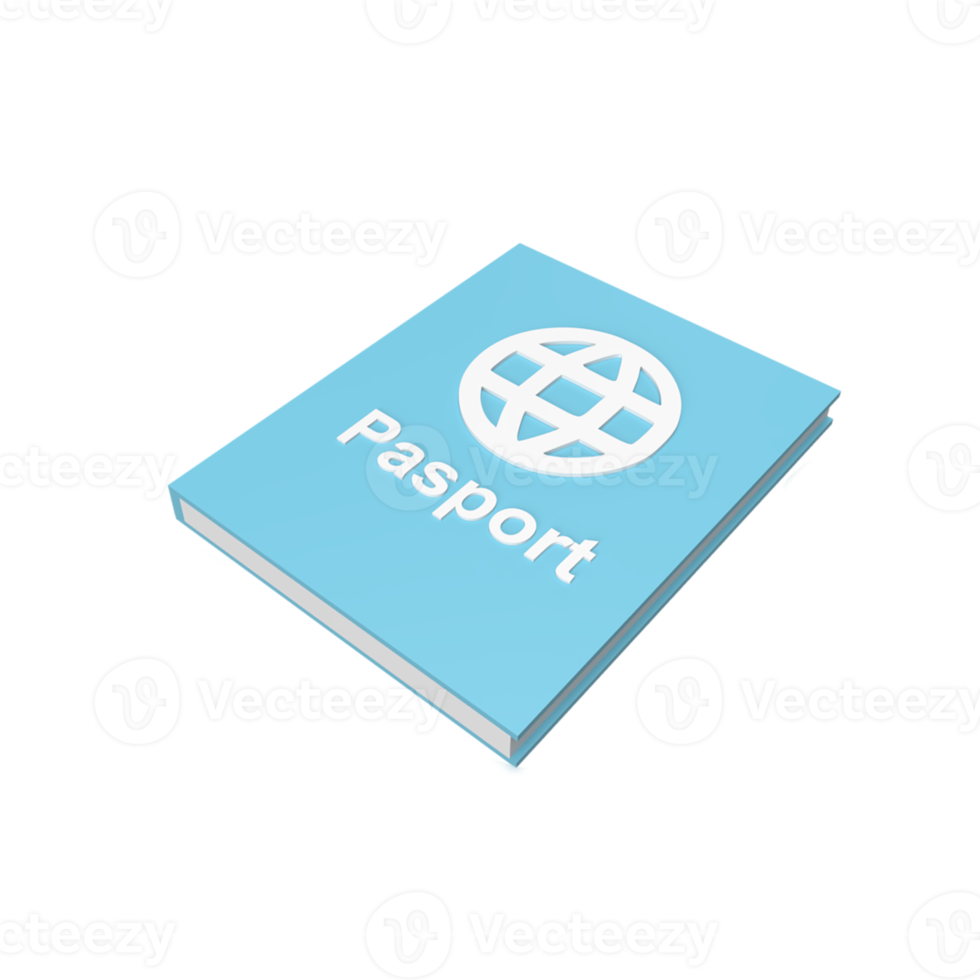 Passport book 3d icon model cartoon style concept. render illustration png