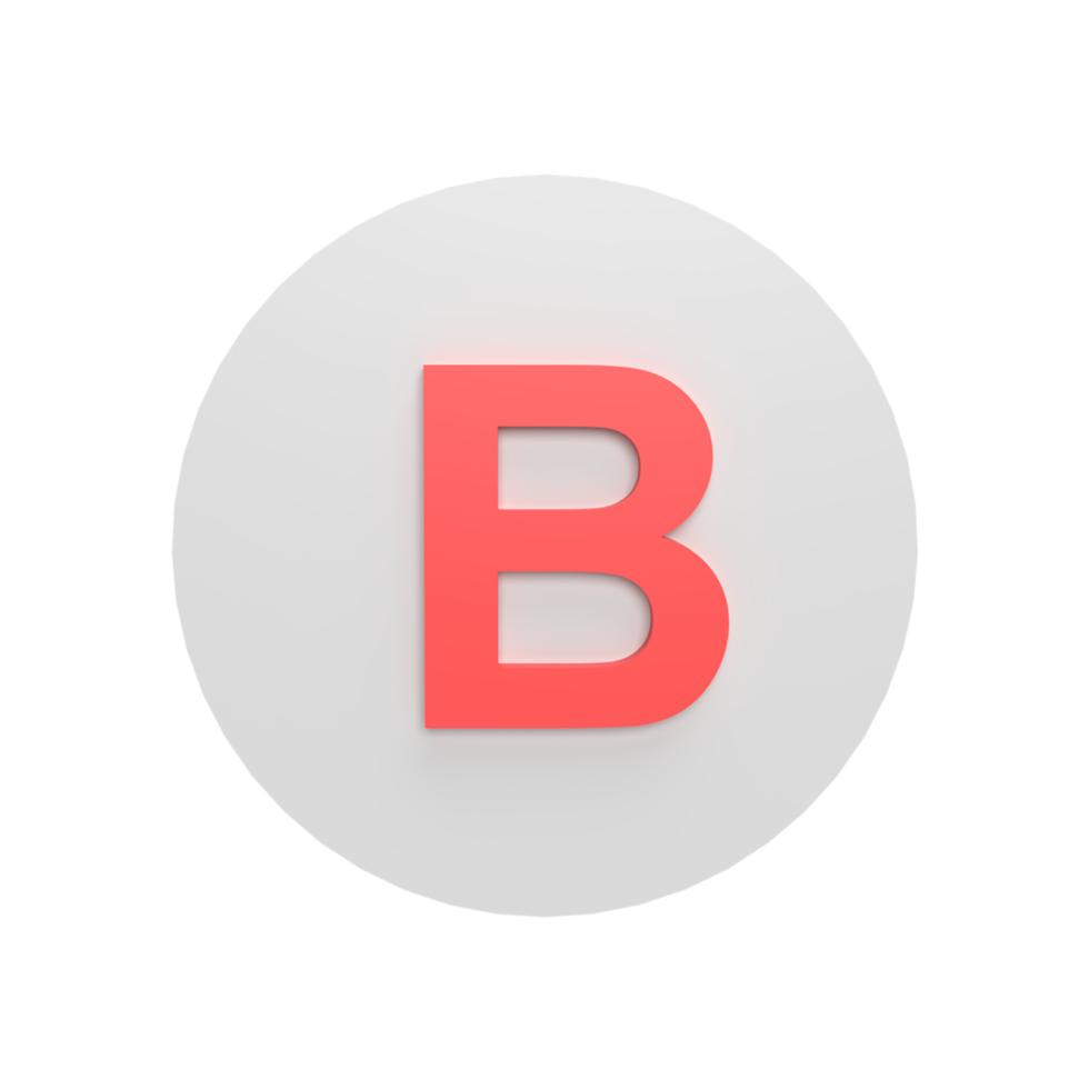 Grade B 3d icon model cartoon style concept. render illustration png