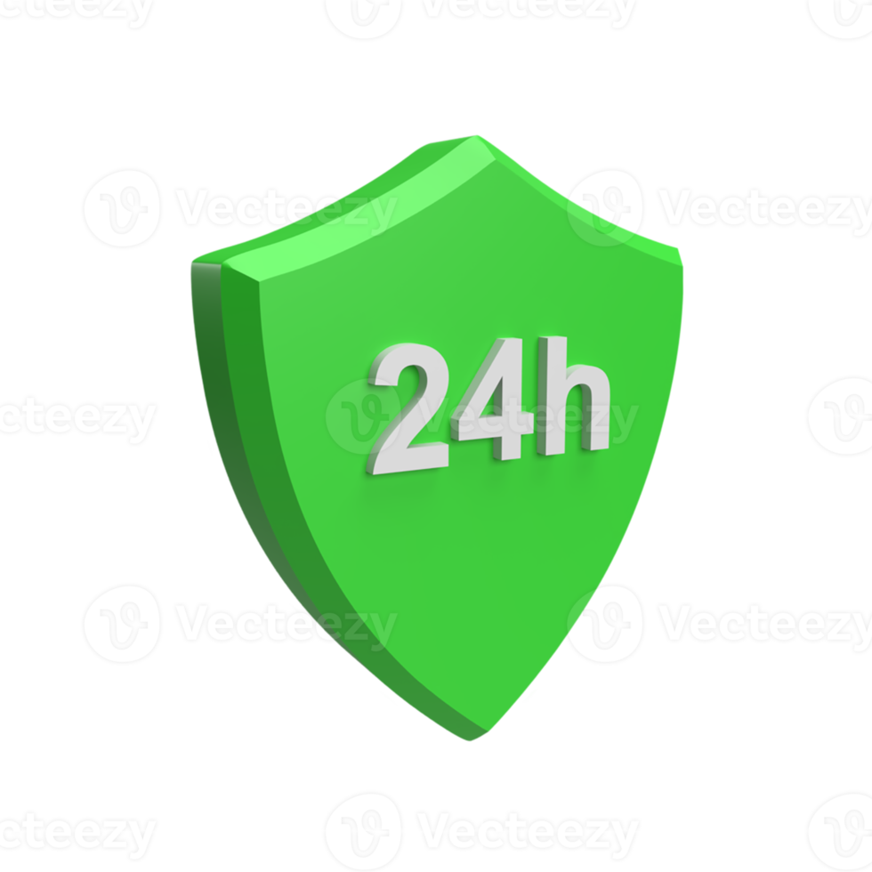 3D Shield with 24h. render object png