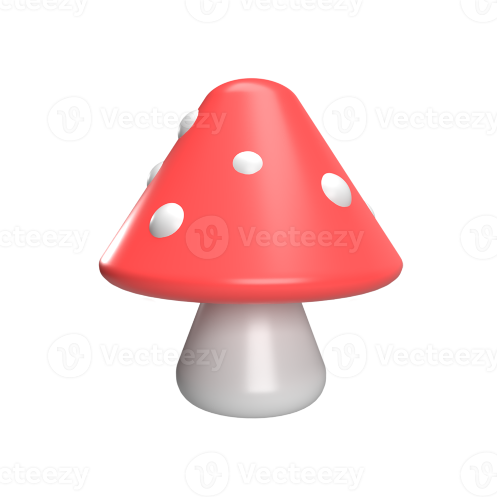 3D cogumelo vermelho. renderizar objeto png