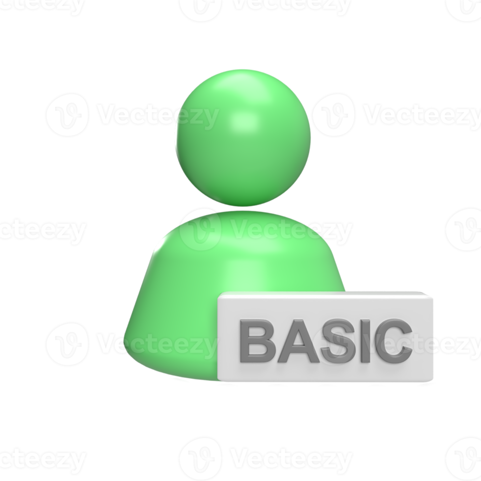 3D User with Badge Basic. render illustration png