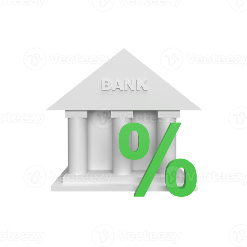 3D Bank Interest concept. rendered illustration png